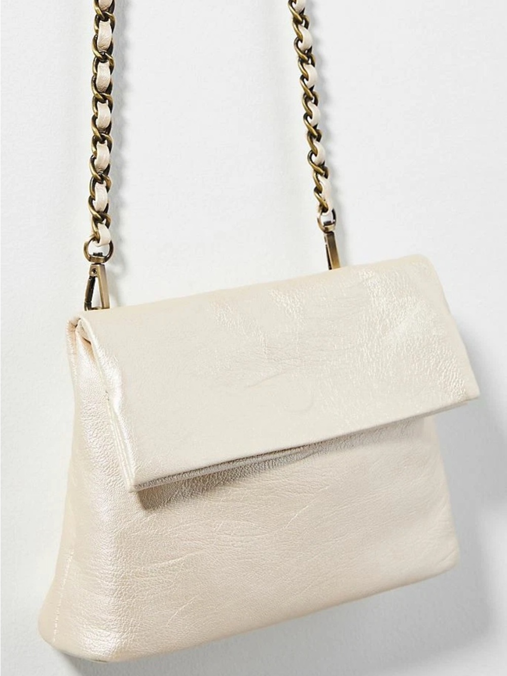 Anthropologie Metallic Foldover Chain Strap Crossbody or Clutch Bag NWT